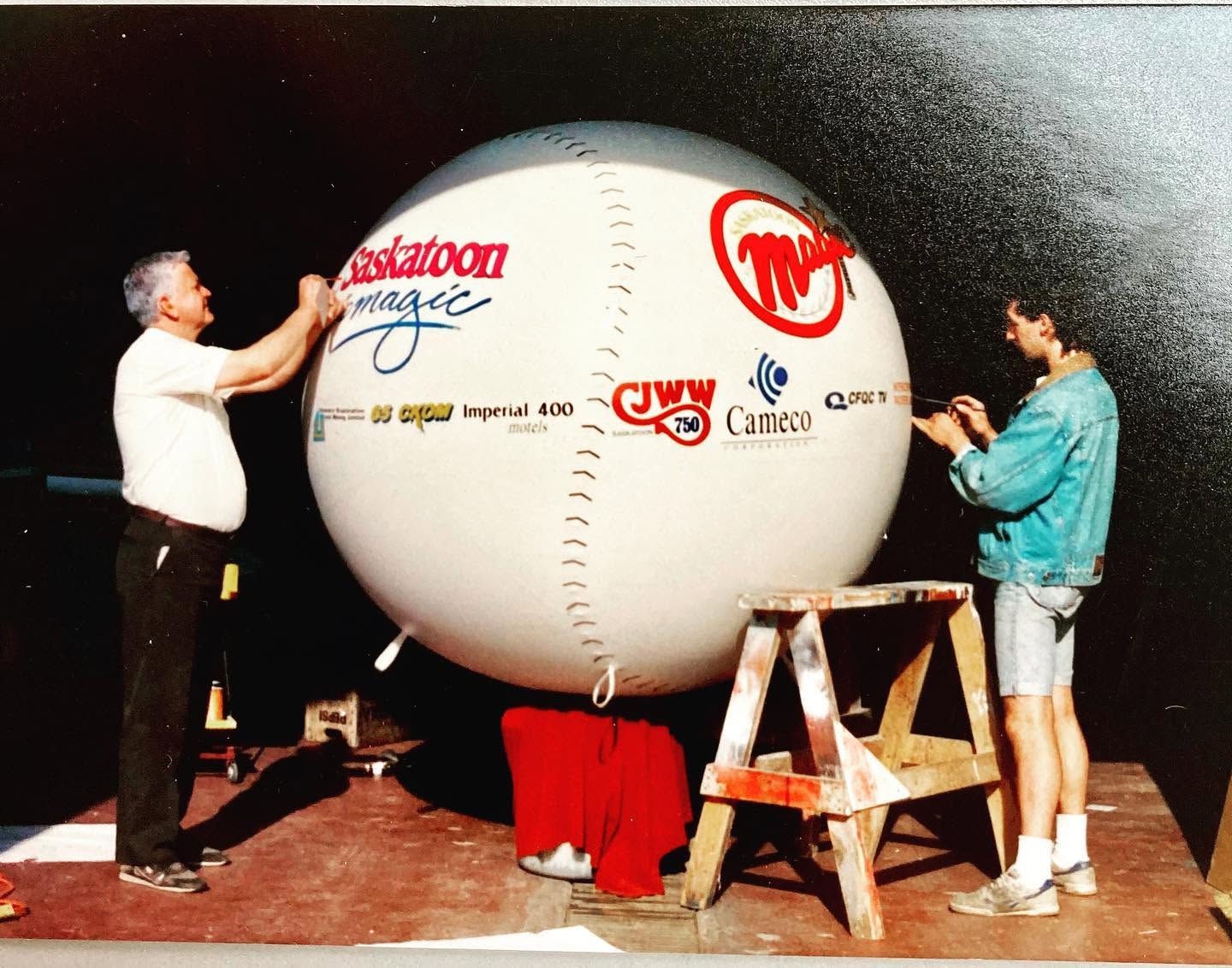 A large Saskatoon Magic baseball display created as a one-of-a-kind sign project